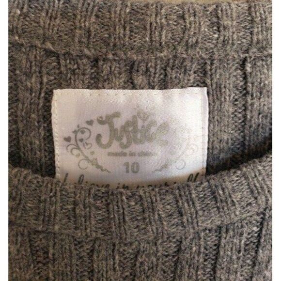 Justice Girls Knit Dress 10 Pink Gray Fair Isle Short Sleeve Sweater Dress Y2K - Picture 4 of 4